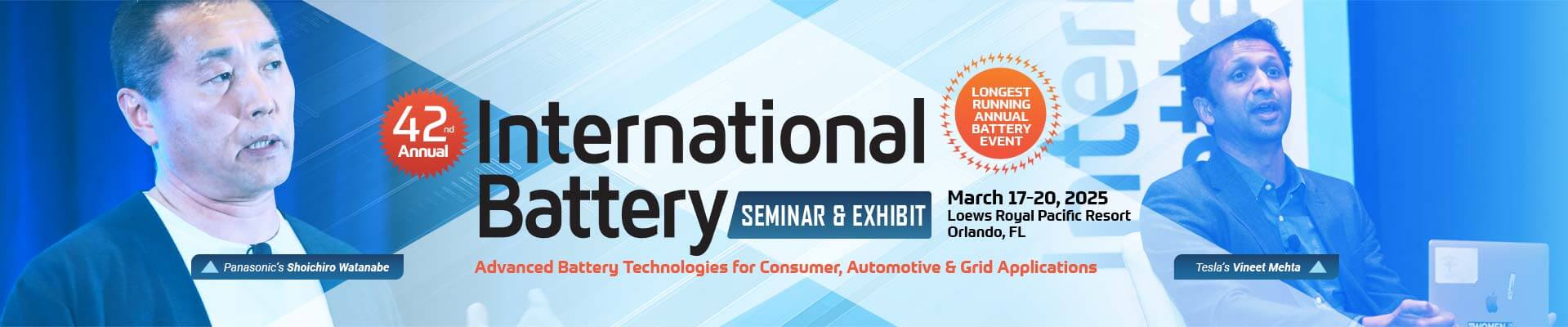 International Battery Conference Siminar and Exhibit - March 17-20, 2025 - Orlando, FL